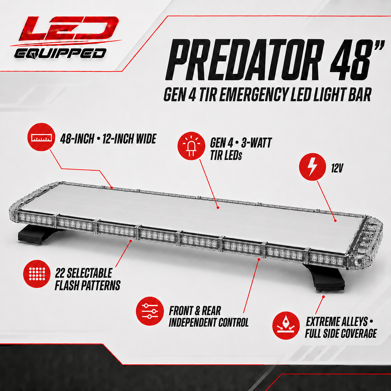 Predator Emergency LED Light Bar 48 in