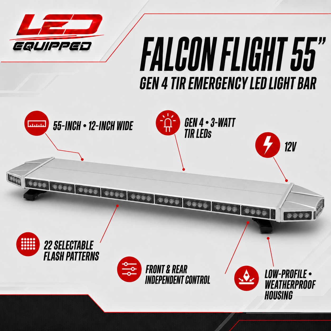 Falcon Flight Emergency LED Light Bar 55 in