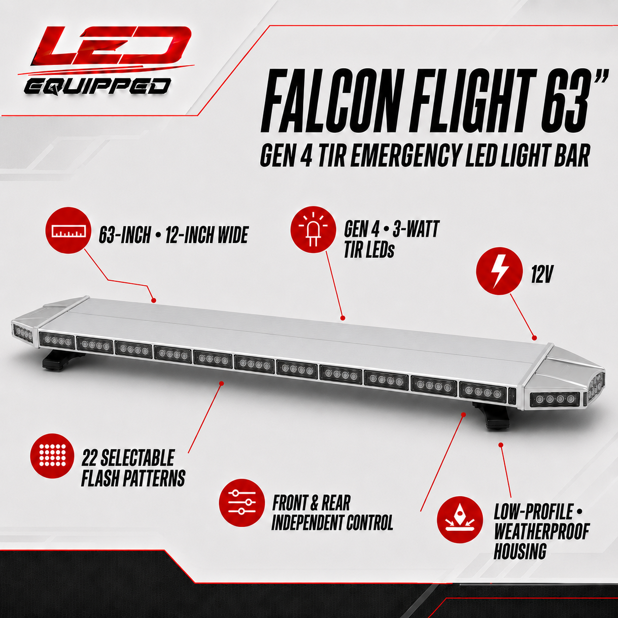 Falcon Flight Emergency LED Light Bar 63 in
