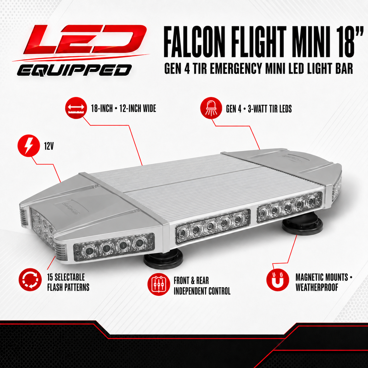 Falcon Flight Emergency LED Light Bar 18 in