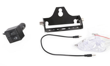 Brackets, suction cups, ON/OFF switch on cigarette plug and sync wire